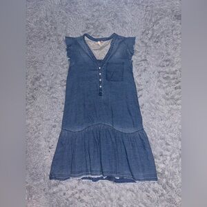 Pilcro Anthorpologie Chambray Smock Shirt Dress Womens XS Ruffle Cottage Boho